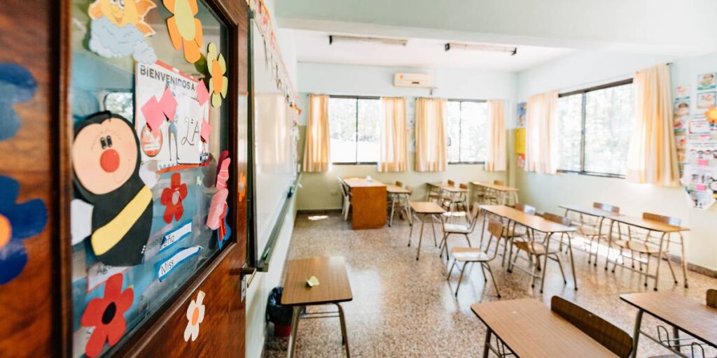 school cleaning contractors gave this classroom a sparkling finish.