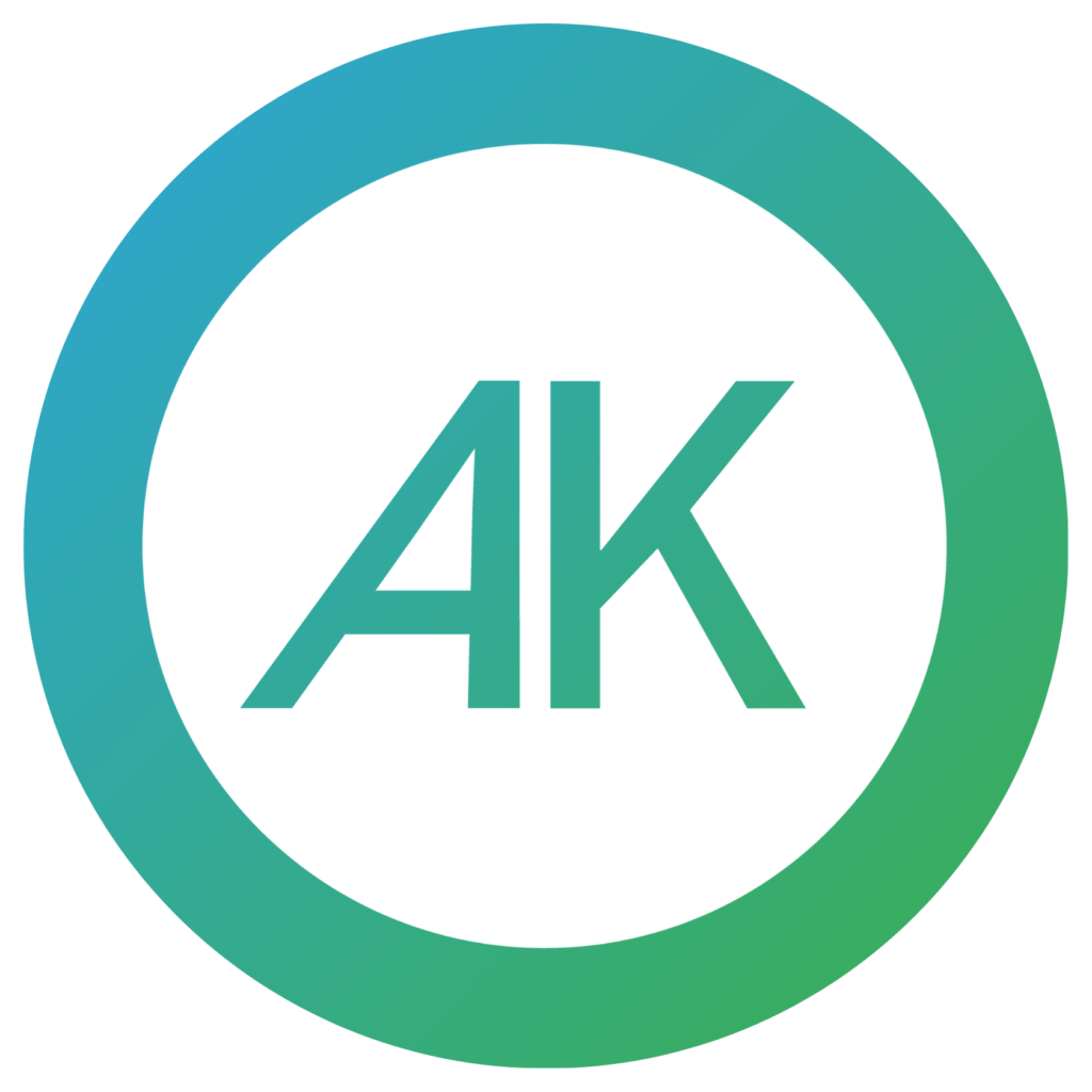 AK LOGO WITH GRADIENT BACKGROUND