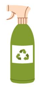 Recyclable green spray bottle.